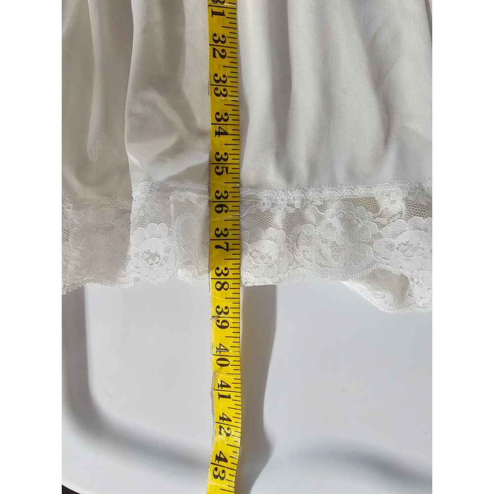 Vtg Sliperfection Womens Babydoll Midi Slip Dress Size M 38 Satin Lace - Picture 8 of 9